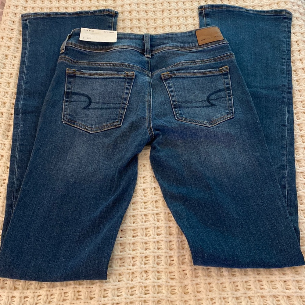 NWT American Eagle Super Stretch Kick Boot jeans Size 0 X-Long